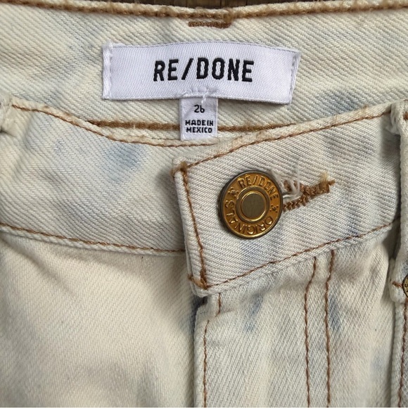 Re/Done Super High Rise Cargos Wide Leg Tie Dye Jeans Cream Blue denim NWT 26 - Picture 8 of 13